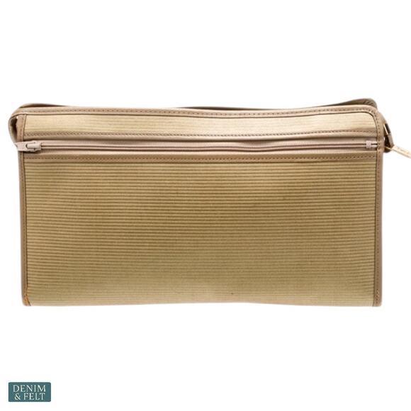 Yves Saint Laurent Brown Ribbed Clutch Travel Leather Trim Vintage Statement Bag - Picture 5 of 16